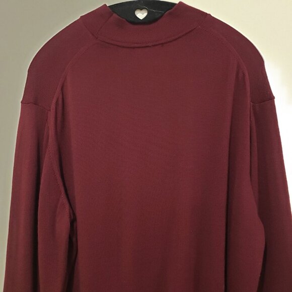 Paul Frederick Sweater Size L Maroon Extra Fine Merino Wool Pullover Mock - Picture 7 of 14